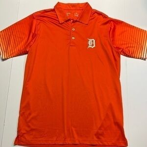 Antigua man’s orange Detroit Tigers Polo shirt. Size M.